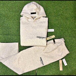 essentials light gray hoodie and sweats set small